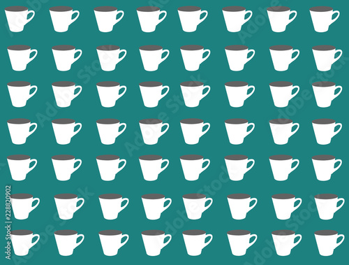 mini cup of coffee seamless pattern on green background for background