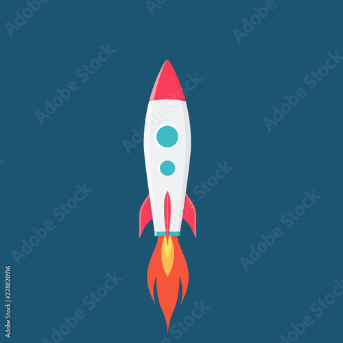 Rocket is flying on the sky,start up concept