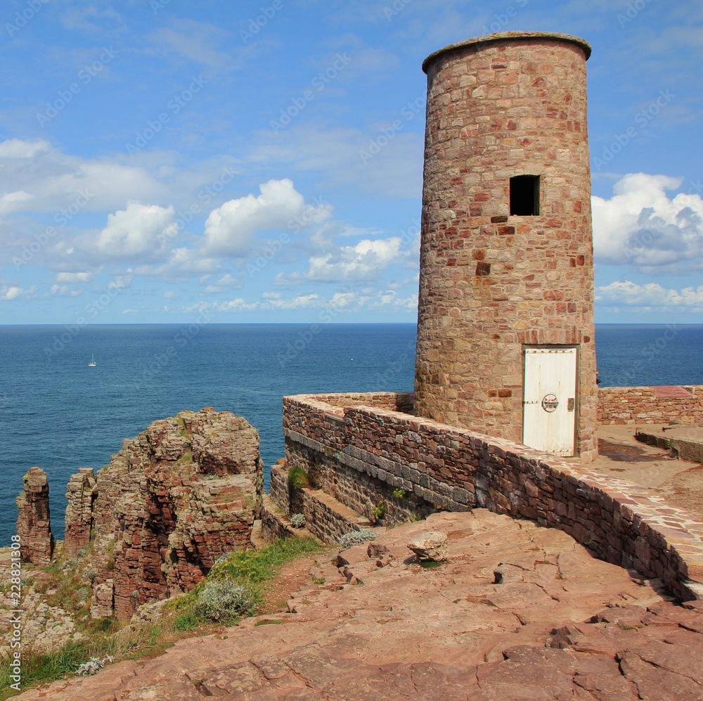 Small lighthouse at the head of Cap Frehel, Brittany.