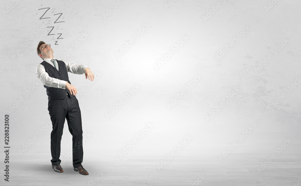 Tired businessman with sleeping sickness going somewhere
Tired businessman with sleeping sickness going somewhere