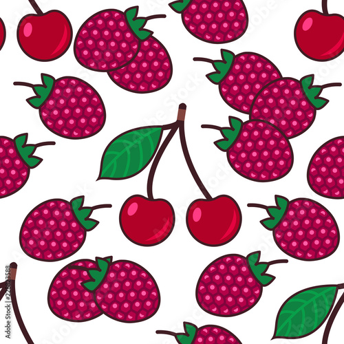 Seamless pattern background with berries  colorful illustration