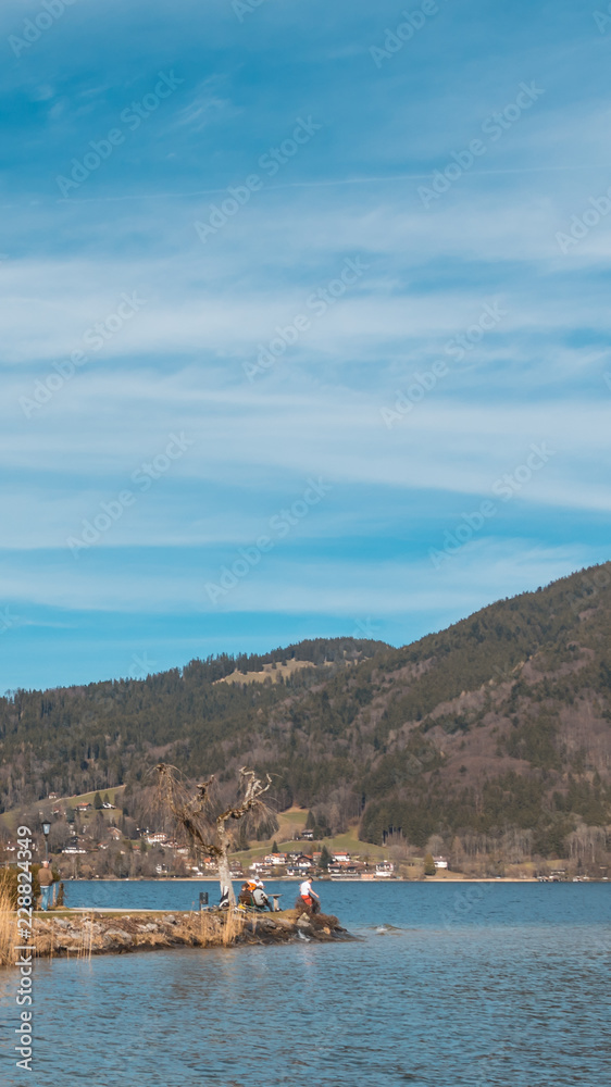 Obraz premium Beautiful alpine winter view at the Tegernsee - Bavaria - Germany
