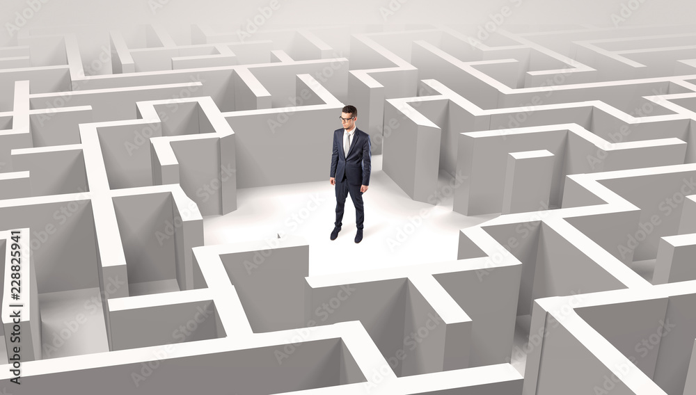 Young businessman standing in a middle of a 3D maze
Young businessman standing in a middle of a 3D maze