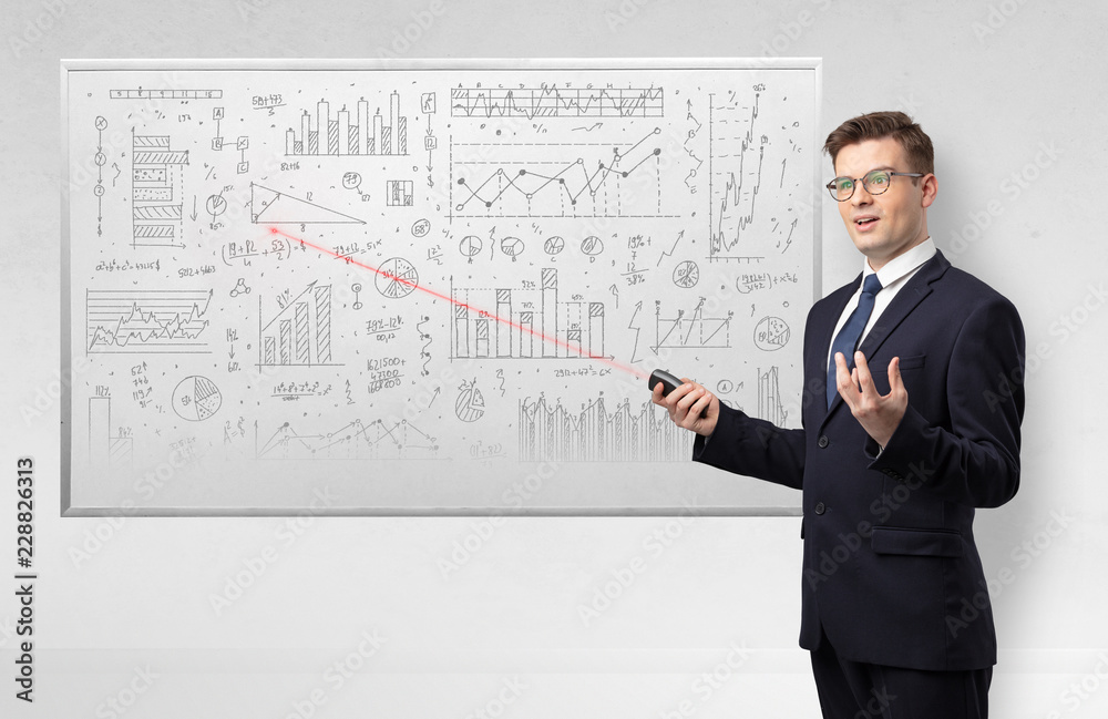 Professor with laser pointer teaching geometry Professor with laser pointer teaching geometry