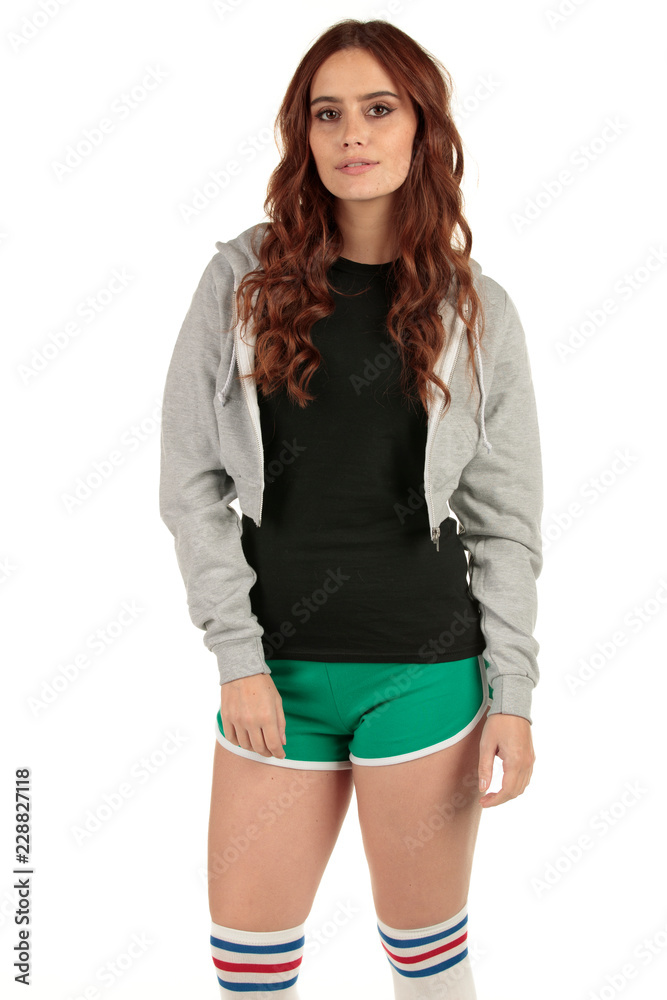 Blank t-shirt mock-up - Beautiful retro sports fashion girl ready for your design Blank t-shirt mock-up - Beautiful retro sports fashion girl ready for your design