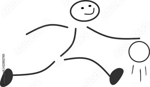 Strichmännchen spielt mit einem Ball