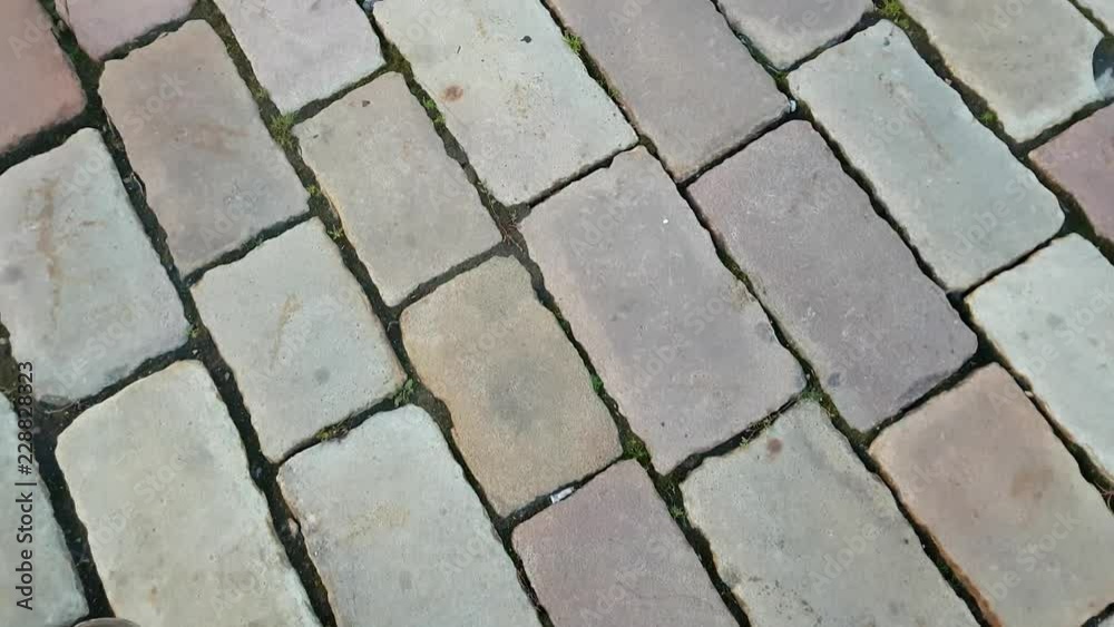 Feet walking on the tile POV Feet walking on the tile POV
