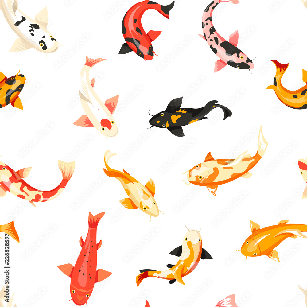 Fish exotic cold blooded animals seamless pattern vector.