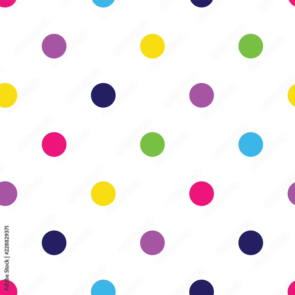 Vector Multi-coloured polka dots seamless pattern background.