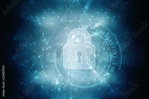 Wallpaper Mural 2d illustration Safety concept: Closed Padlock on digital background
 Torontodigital.ca