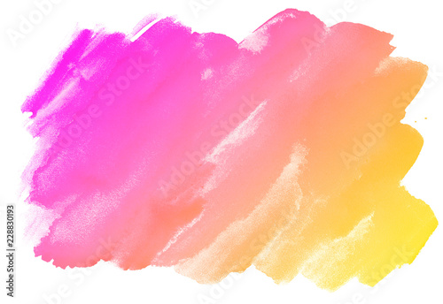 freehand brush watercolor stain with a gradient from magenta to yellow photo