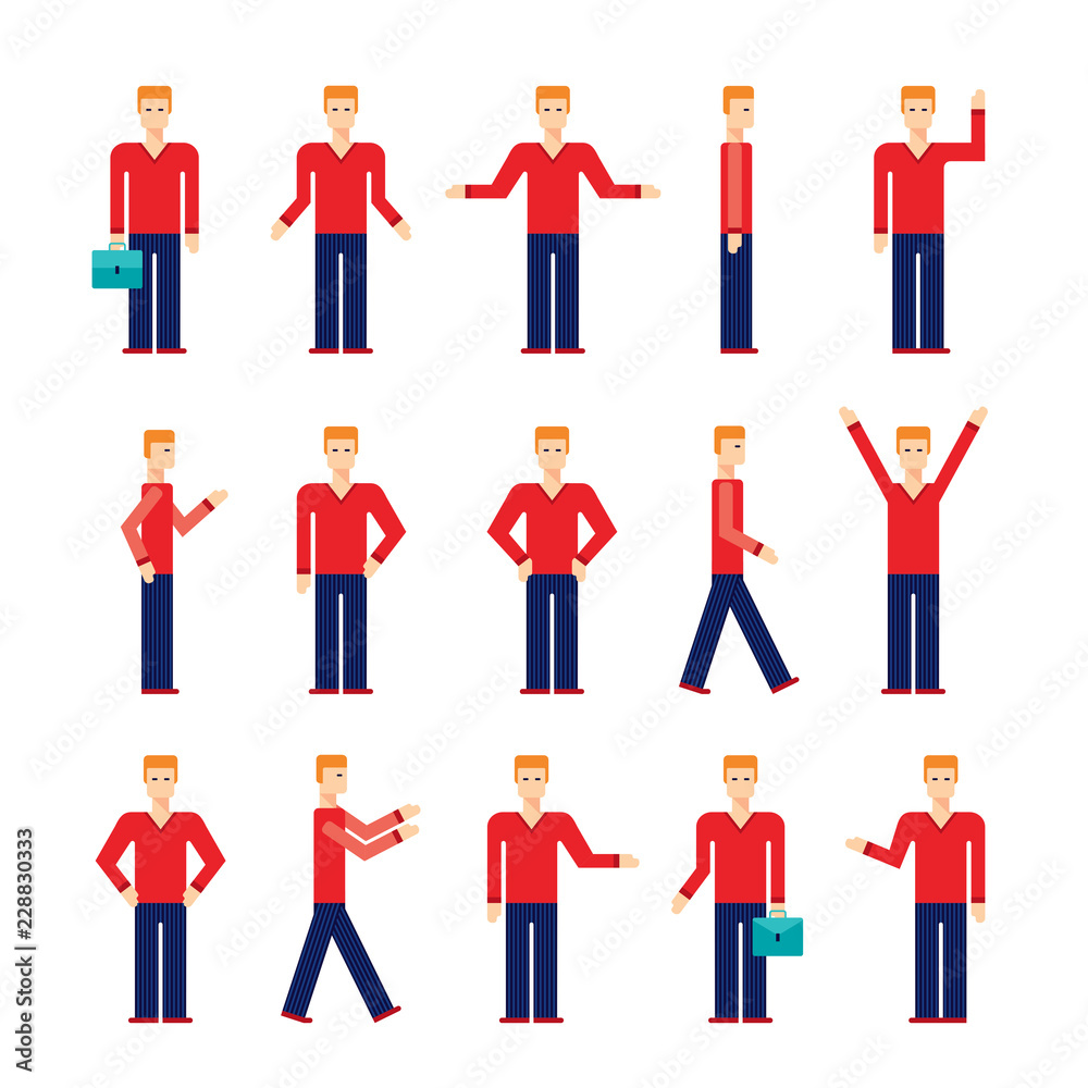 Modern flat design cartoon character set Stylish hipster man Vector illustration Modern flat design cartoon character set Stylish hipster man Vector illustration