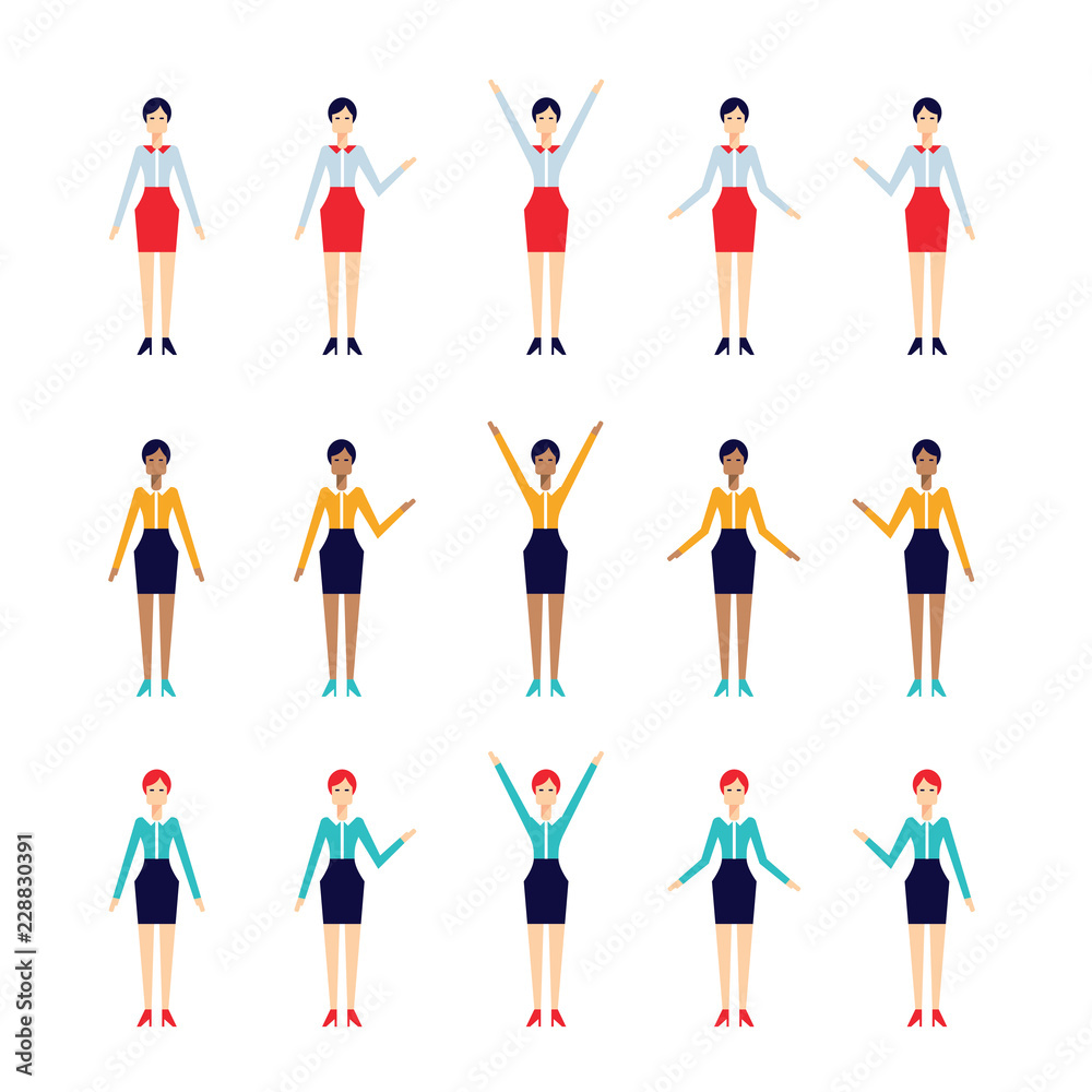 Modern flat design cartoon character set Businesswoman Manager Successful woman Vector illustration Modern flat design cartoon character set Businesswoman Manager Successful woman Vector illustration
