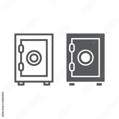 Safe box line and glyph icon, deposit and protection, bank box sign, vector graphics, a linear pattern on a white background.