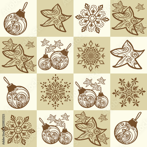 Seamless pattern with decorative christmas elements