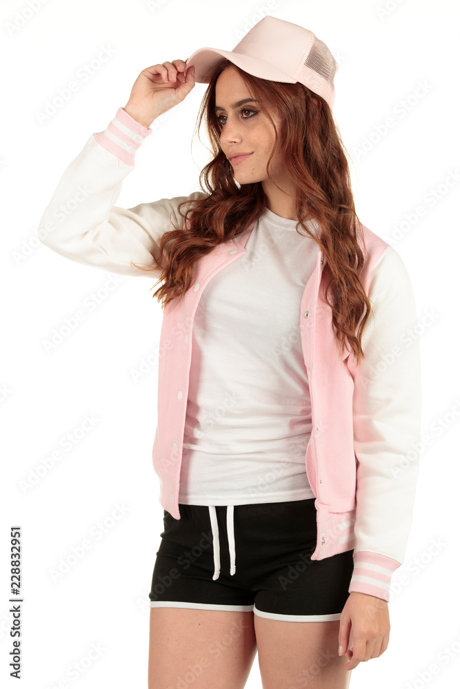 Blank t-shirt mock-up - Beautiful retro sports fashion girl ready for your design Blank t-shirt mock-up - Beautiful retro sports fashion girl ready for your design
