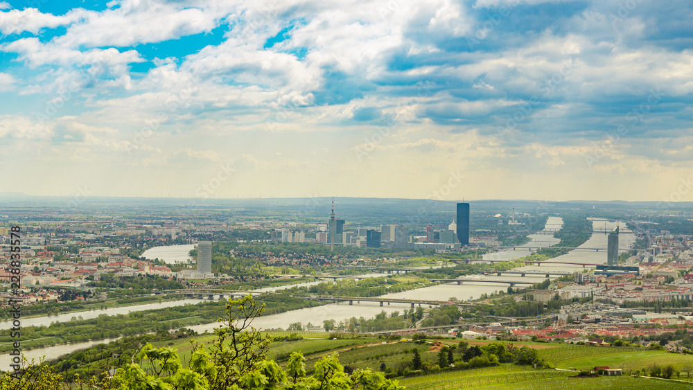 View from Kahlenberg hill on vienna cityscape. Tourist spot