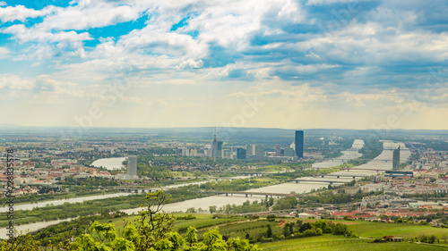 View from Kahlenberg hill on vienna cityscape. Tourist spot