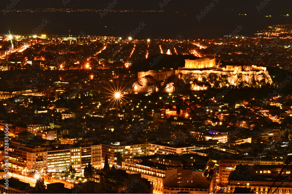 The best of Top view Acropolis at night  on Lycabettus Hill.
A place in Athens that should not be missed at night time.