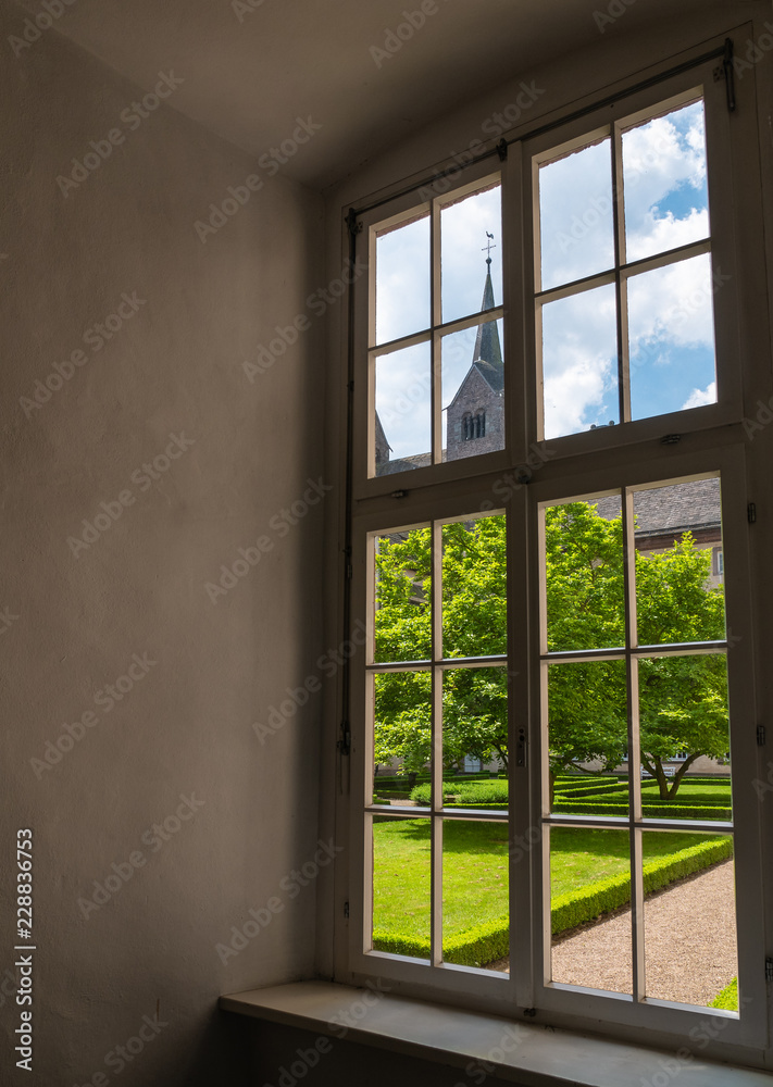 Fototapeta premium The window in convent Corvey Hoexter, Germany