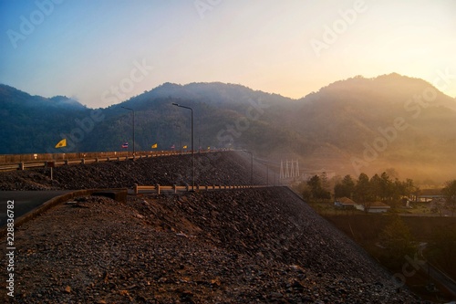 Landscape sea of misty in dawn morning sunrise time at phu lam duan, Loei province,Thailand photo