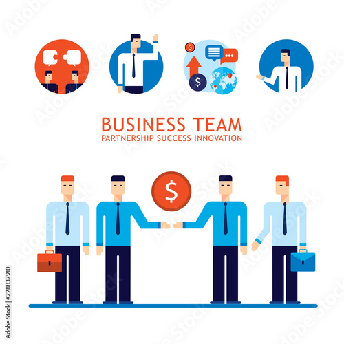 Business team Businessman successful teamwork Partnership concept Flat design Vector illustration