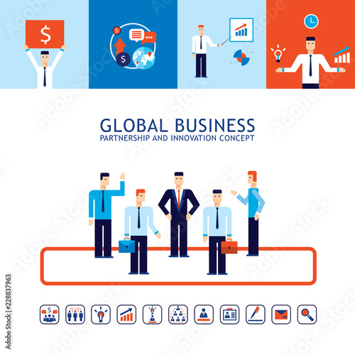 Business team Businessman successful teamwork concept Flat design Vector illustration