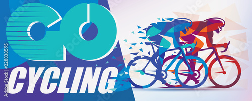 Cycling race stylized background with motion color effects