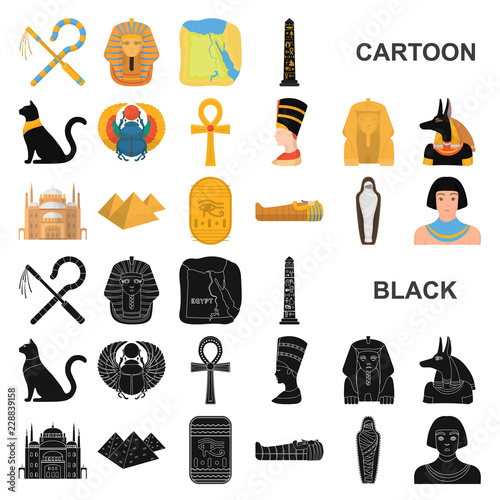 Ancient Egypt cartoon icons in set collection for design. The reign of Pharaoh vector symbol stock web illustration.