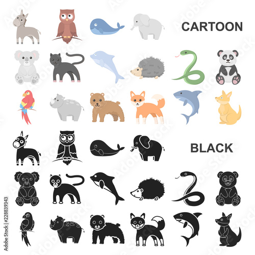 An unrealistic animal cartoon icons in set collection for design. Toy animals vector symbol stock web illustration.