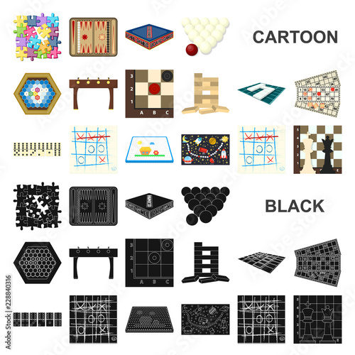 Board game cartoon icons in set collection for design. Game and entertainment vector symbol stock web illustration.