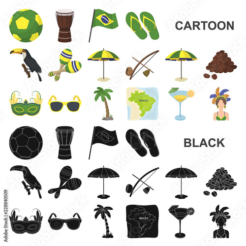 Country Brazil cartoon icons in set collection for design. Travel and attractions Brazil vector symbol stock web illustration.