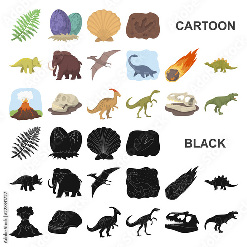 Different dinosaurs cartoon icons in set collection for design. Prehistoric animal vector symbol stock web illustration.