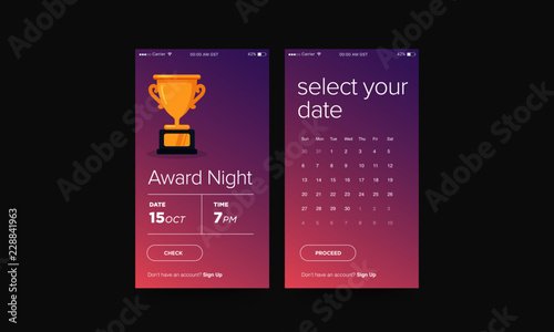 Award Night with Trophy UX and UI For Phone Screen