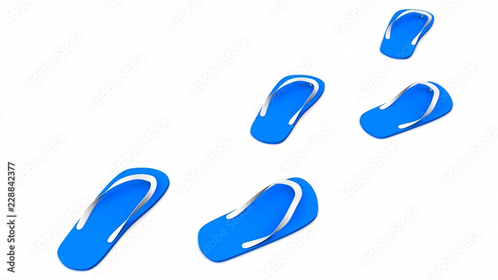 Blue flip flops on white background. 3d rendering Blue flip flops on white background. 3d rendering