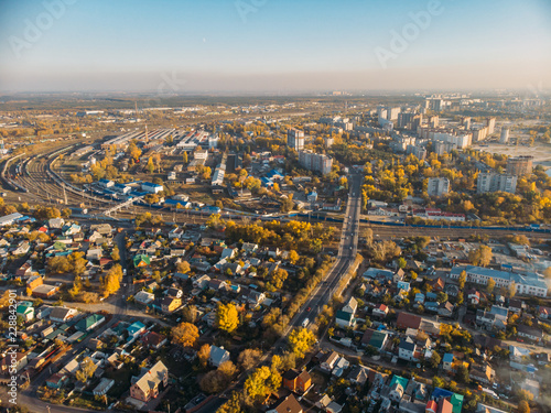 Aerial view of Voronezh, Russia. Autumn cityscape from above
