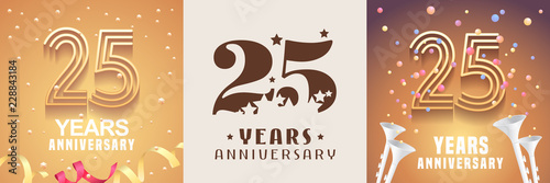 25 years anniversary set of vector icon, symbol. Graphic design element