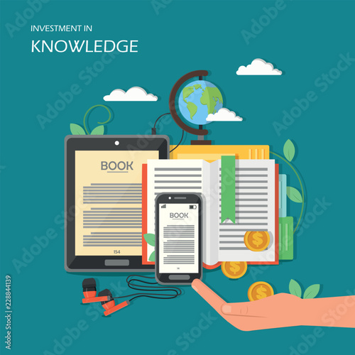 Investment in knowledge vector illustration in flat style