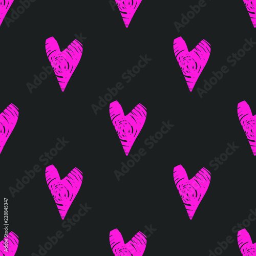 Abstracts Hearts Creative Trendy  Seamless Pattern Hand  Drawn Expressive Vector Painting Illustration  for Surface , Invitation , Notebook, Banner , Wrap Paper ,Textiles, Cover, Magazine ,Postc