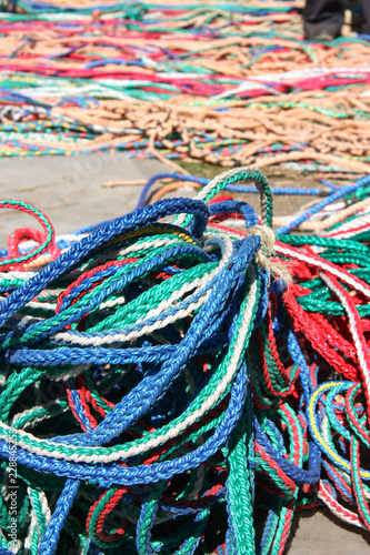 Colorful ropes on a market in Ecuador