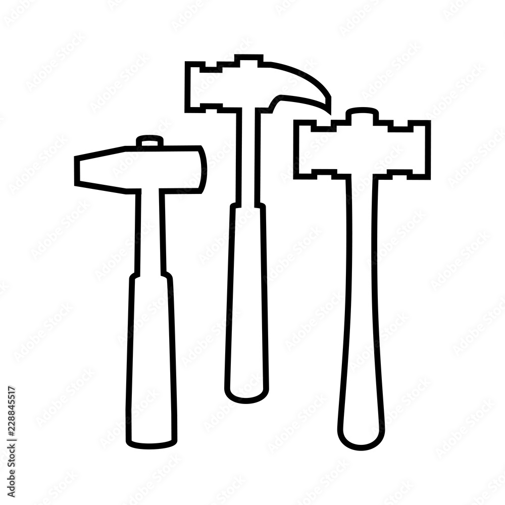 hammers set handle tools icon hammers set handle tools icon