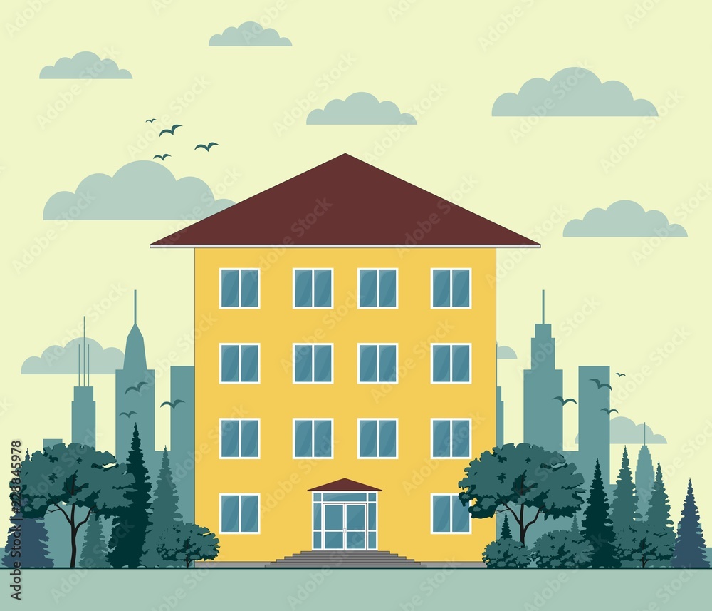 Building in flat style. Stock Vector Illustration Building in flat style. Stock Vector Illustration