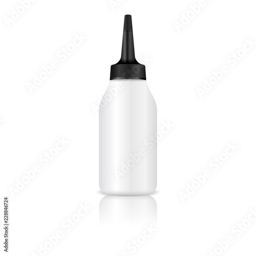 Professional cosmetics Bottle mock up for developer cream, gel, liquid. Realistic vector illustration. Jar with drop dispenser.