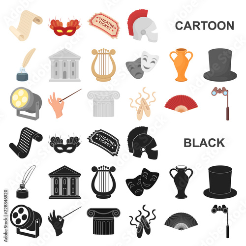 Theatrical art cartoon icons in set collection for design.Theater equipment and accessories vector symbol stock web illustration. photo