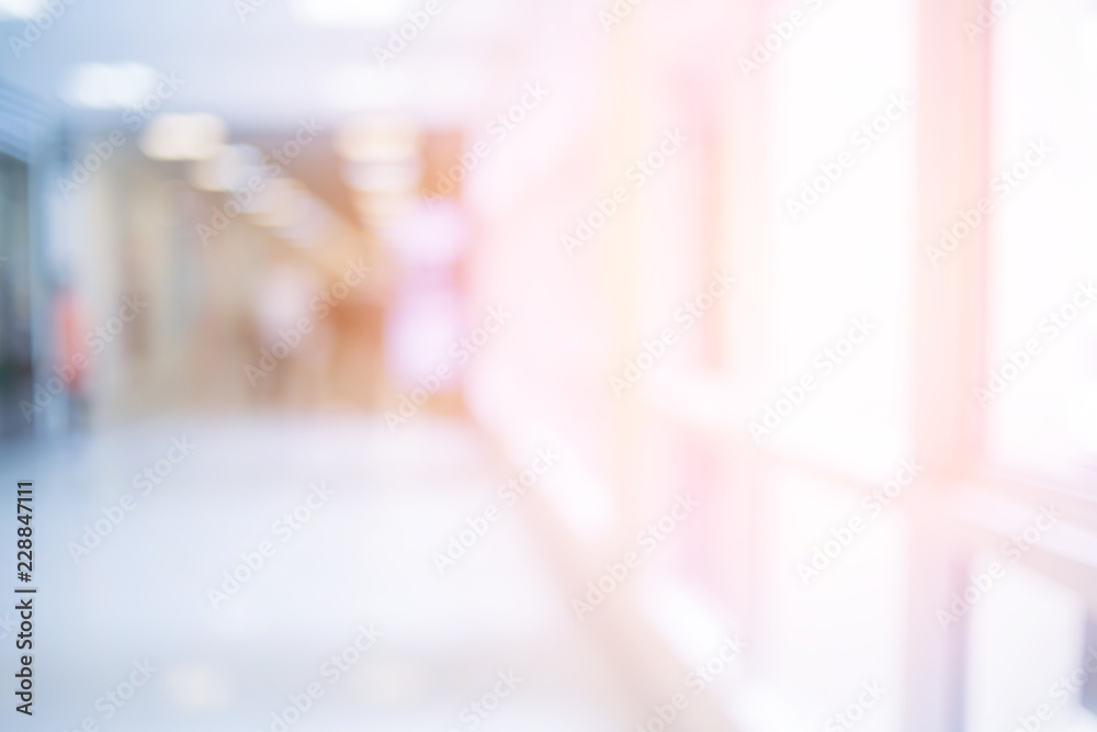 abstract blur image background of clinic hospital walkway corridor