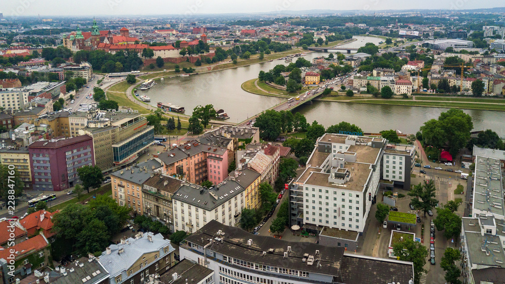 the Vistula bend near Wawel in Krakow, Poland