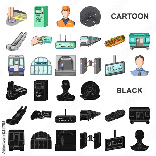 Metro, subway cartoon icons in set collection for design.Urban transport vector symbol stock web illustration.