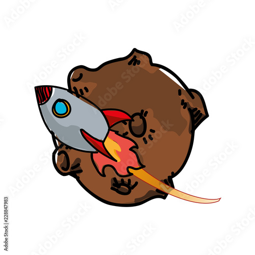 asteroid space with rocket flying