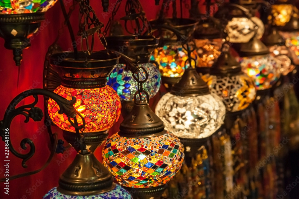 Lamps and lanterns on Grand Bazaar. Istanbul, Turkey