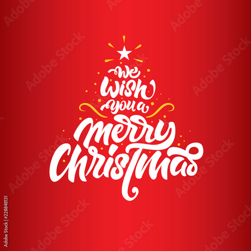 we wish you a merry Christmas lettering. Christmas lettering tree . Christmas lettering for posters, postcards, gifts and much more